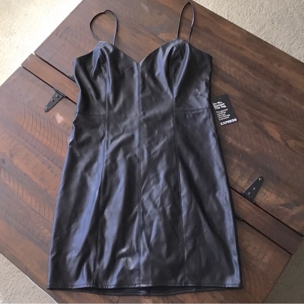 Express Black Faux Leather Dress